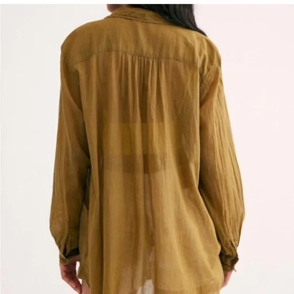 Free People Blouse Womens XS FP One Waverly Sheer Boho Hippie Long Sleeve Tunic - Picture 3 of 10